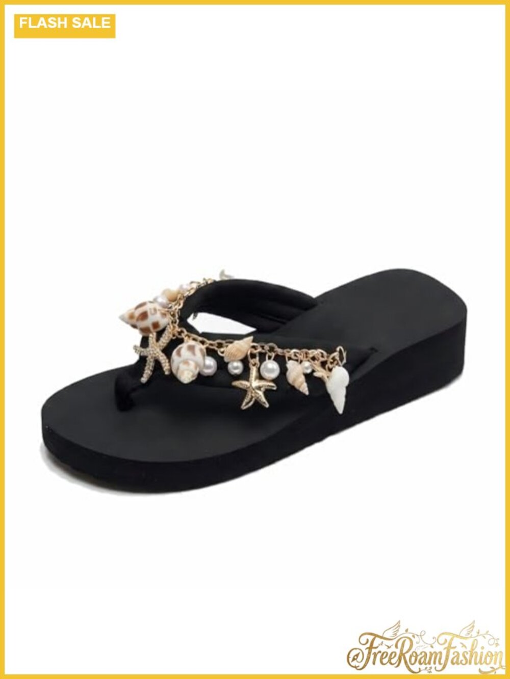 Wedge Platform Flip Flops Seashell Starfish Thong Sandals Women